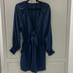 Elegant Navy Blue Women's Sleepwear Robe
